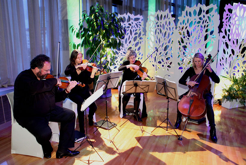 The Haydn String Quartet plays at Parliament in Wellington for the Green Ribbon Awards 2014.